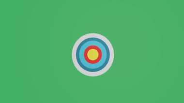 4k Okçuluk Kağıt Hedefi Yeşil ekranda, değişik yönlerde, 3D animasyon