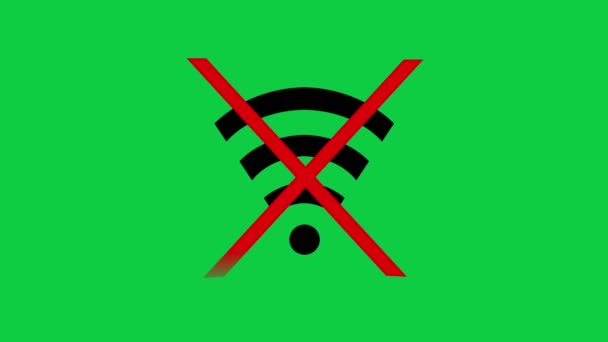 Crossed Out Wifi Signal Icon Animation Green Screen — Stock Video