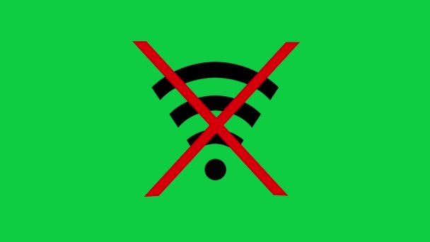 Durchgestrichenes Symbol Erscheint Auf Dem Wifi Signal Symbol Green Screen — Stockvideo