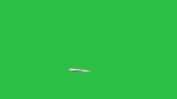 3次元紙飛行機は左から右へ緑色の画面で上下逆さまのループアニメーションを行います — ストック動画
