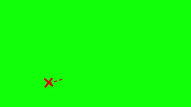 終点までの地図ルート 緑の画面4Kテンプレート 曲線点線のパスが画面に表示されます — ストック動画