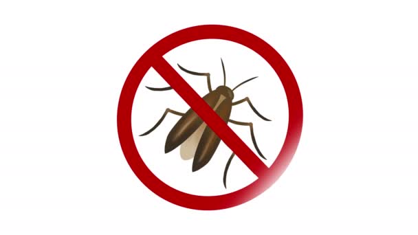Stop Insect Bugs Other Pests Animation Crossed Out Sign Cockroach — Stockvideo
