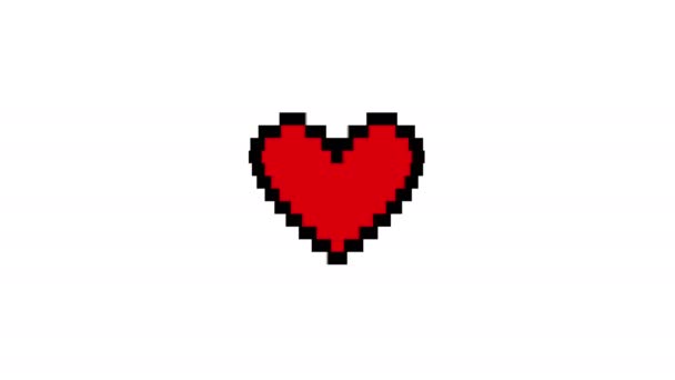 Pixel Art Heart Shape Filling Red Color Animation Videogame Sprite — Vídeo de Stock