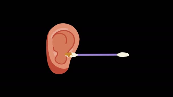 Usando Consejo Para Eliminar Una Acumulación Excesiva Cera Oído Animación — Vídeo de stock