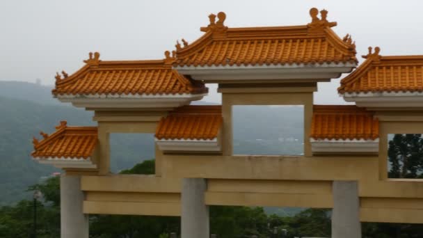 True Dragon Temple Taiwan April 2023 Schönes Ostasiatisches Tempeltor Detail — Stockvideo