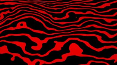 Siyah ve kırmızı zebra çizgili optik illüzyon ve soyut arkaplan 4k kusursuz döngü animasyonu