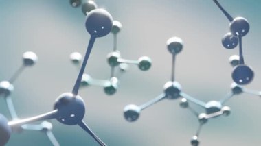 PFAS, sonsuza kadar kimyasallar, suda yüzen mikro plastikler, bulanık arkaplanlı 4k animasyon.