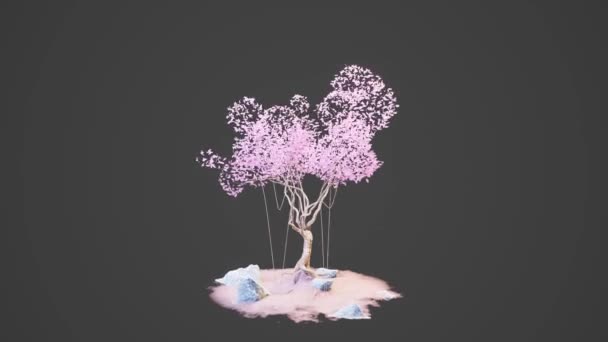 Procedural Tree Growing Randomized Phases Ultra Fast Workflow Procedural Modelling — Stock Video