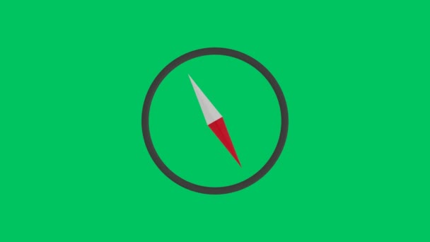 Minimalist Πυξίδα Δείχνει Σωστή Κατεύθυνση Animation Πράσινη Οθόνη Συμπεριλαμβάνεται — Αρχείο Βίντεο