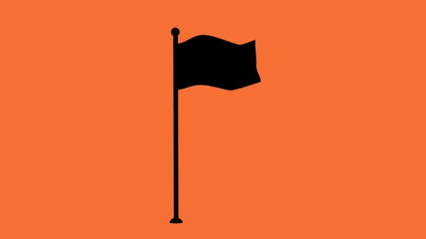 Bandera Negra Irreconocible Silueta Ondeando Animación Con Pantalla Verde Incluida — Vídeos de Stock