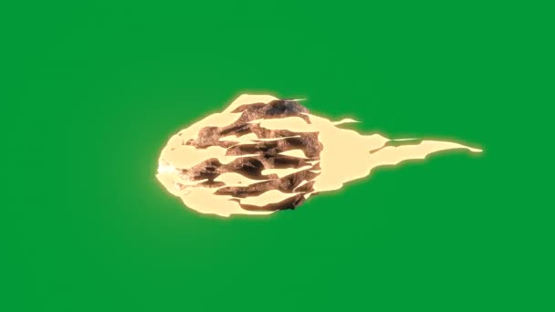 Vallende Brandende Asteroïde Meteoriet Animatie Met Groen Scherm Vuurbal Vfx — Stockvideo