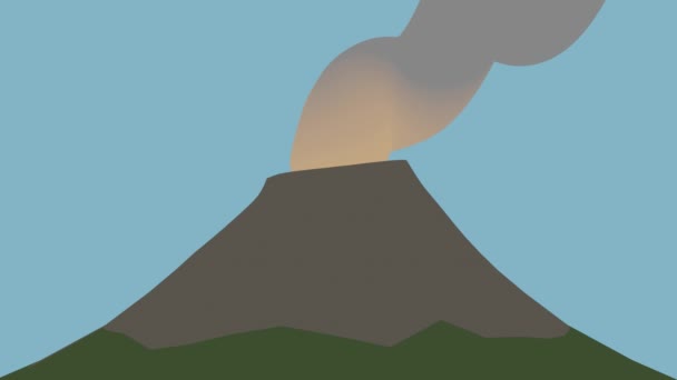 巨大的火山爆发产生了浓烟 4K动画 包括蓝色屏幕 简约的设计 — 图库视频影像