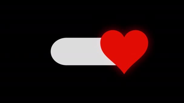 Grey Colorless Heart Symbol Turns Red Color Animated Slider Dating — Stock Video