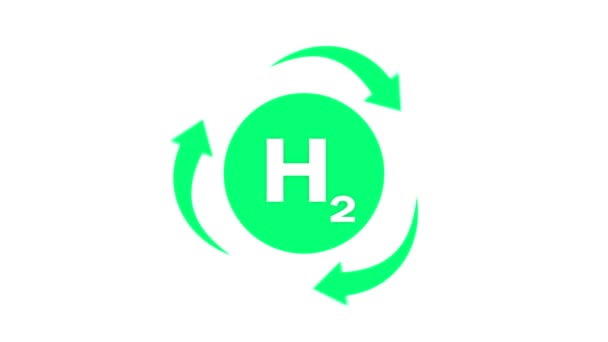 绿色氢来自可再生来源图标漂浮在屏幕上 循环箭头旋转 4K动画与蓝色屏幕包括 — 图库视频影像