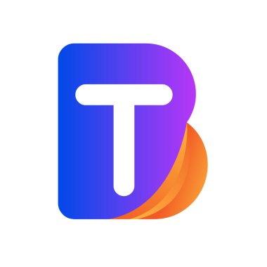 Renkli bt logo tasarımı. logo tasarımı için vektör harf şablonu.