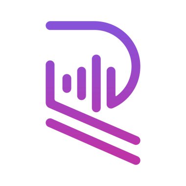 R müzik grafik ikonu vektörü. İnce çizgi işareti. izole edilmiş sınır sembolü çizimi