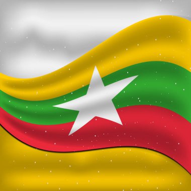 myanmar bayrağı sallayarak