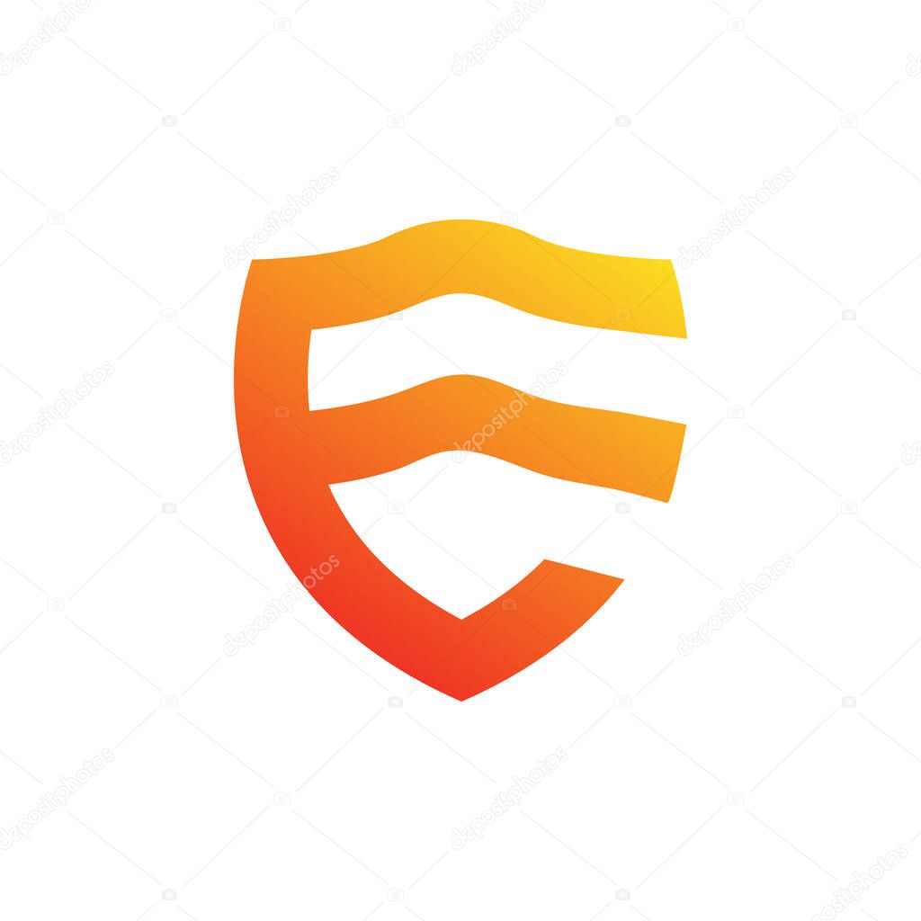 Shield E logo template vector
