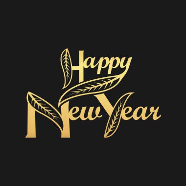 happy new year golden text clipart