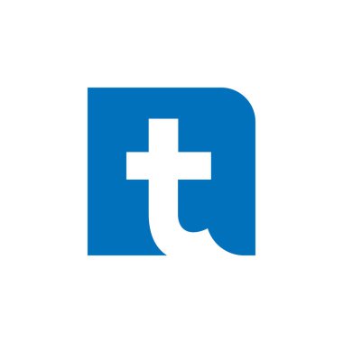 T harfi çapraz artı logo simgesi vektörü