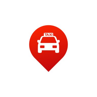 vector illustration of taxi car icon with location pin clipart