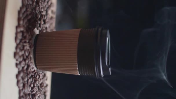 Close Coffee Shop Coffee Bar Thick Smoke Table — Stock Video
