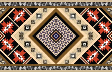 Soyut etnik geometrik model vektörü. Afrikalı Afro-Amerikan Aztek motifi ve bohem model vektörü desen tasarımı. arkaplan, duvar kağıdı, baskı, ambalaj, fayans, sarong, ipek, batik ve ambalaj için tasarlandı. vektör illüstrasyonu. 