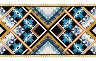 Soyut etnik geometrik model vektörü. Afrikalı Afro-Amerikan Aztek motifi ve bohem model vektörü desen tasarımı. arkaplan, duvar kağıdı, baskı, ambalaj, fayans, sarong, ipek, batik ve ambalaj için tasarlandı. vektör illüstrasyonu. 