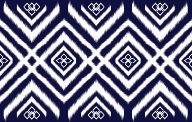 Ikat desen tasarımı. Etnik ikat desenli Afrikalı Afrikalı Amerikalı Aztek motifli tekstil ve bohem vektör. arkaplan, duvar kağıdı, halı izi, kumaş, batik. vektör deseni için dizayn. 