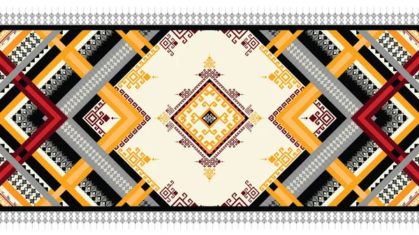 Abstract Etnisch Geometrische Ikat Patroon Oosterse Afro Amerikaanse Mexicaanse Azteekse — Stockvector