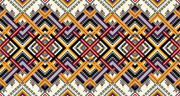 Abstrakcyjny Etniczny Geometryczny Wzór Ikat Orientalne Afroamerykańskie Meksykańskie Azteckie Elementy — Wektor stockowy