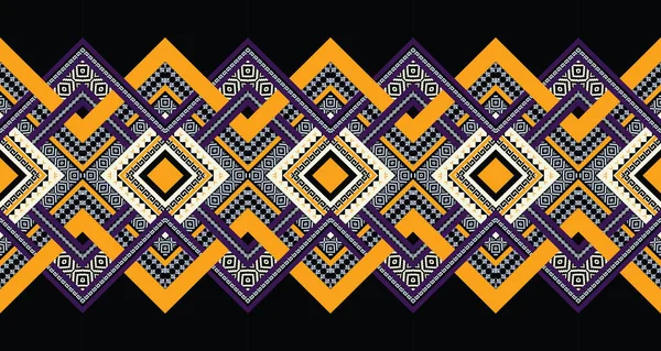 抽象民族幾何学的イカットパターン 東洋アフリカ系アメリカ人メキシコ人アステカ族のモチーフの織物とボヘミアン模様のベクトル要素 印刷用に設計されています — ストックベクタ
