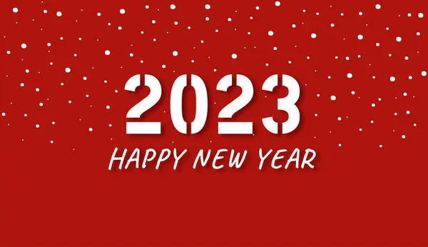 stock vector 2023 HAPPY NEW YEAR white text on red background with snowflakes. Design template Celebration typography. Poster, banner or greeting card for Merry Christmas and happy new year. Vector Illustration