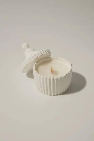 Handmade ceramic decorative white candles. Home decor candles