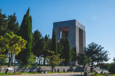 Canakkale, Turkey - August 18, 2024, anakkale Martyrs' Monument, It was built in 1915 in memory of the Turkish soldiers who lost their lives in the Gallipoli Campaign during World War I. clipart