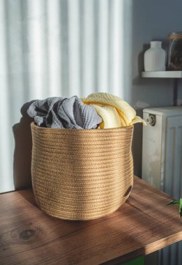 Pamuk Cord Sepeti Katlanabilir Doğal Seagrass Sepet Çiçek Çamaşır Sepeti,