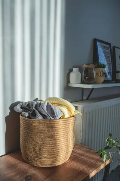 Pamuk Cord Sepeti Katlanabilir Doğal Seagrass Sepet Çiçek Çamaşır Sepeti,