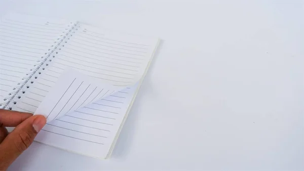 Caderno Branco Pode Ser Usado Por Qualquer Pessoa Para Escrever — Fotografia de Stock
