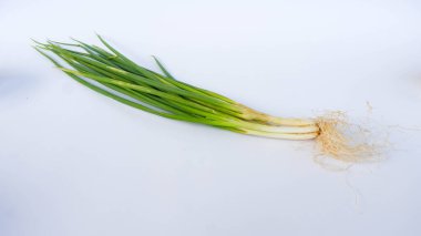 Alttaki pırasa beyaz. Pırasa yemek pişirmek için yaygın olarak kullanılan bir sebze türüdür..