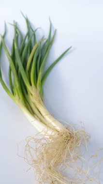 Alttaki pırasa beyaz. Pırasa yemek pişirmek için yaygın olarak kullanılan bir sebze türüdür..