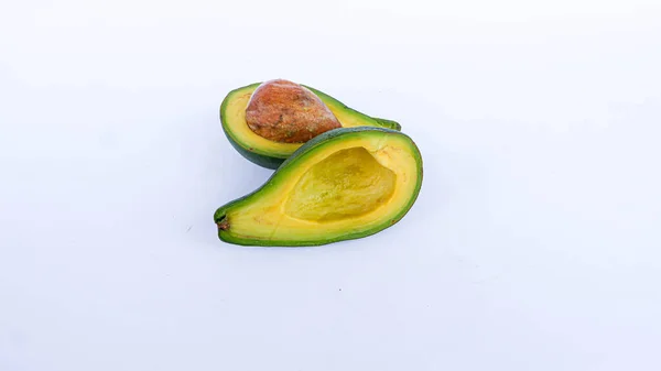 Green Avocado Fruit Has Been Split Ripe Contains Many Vitamins — Stock Photo, Image