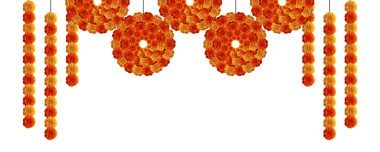 Turuncu kadife çiçeği desenli dekorasyon ögesi