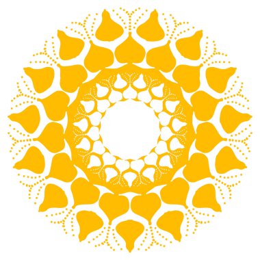 Sarı ve beyaz çiçekli mandala dekoratif element