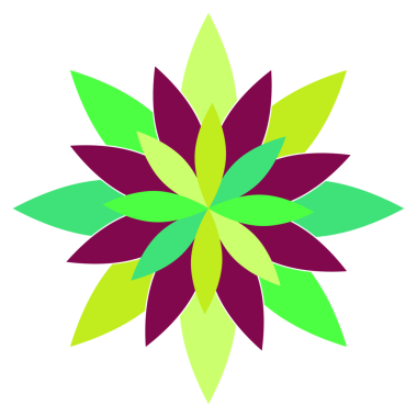 Üç renkli çiçek dekoratif tasarım ögesi