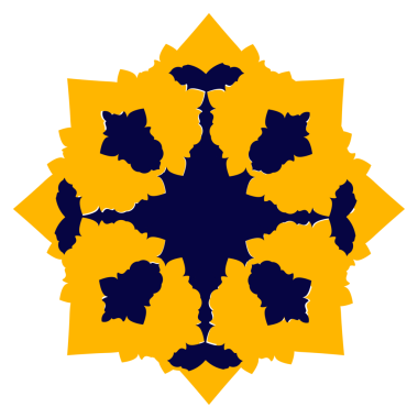 Sarı ve mavi şenlikli mandala tasarımı