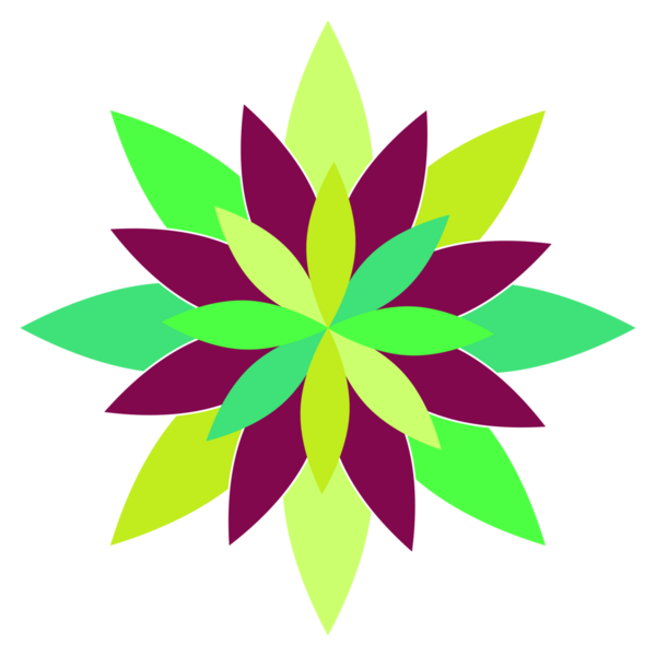 Üç renkli çiçek dekoratif tasarım ögesi