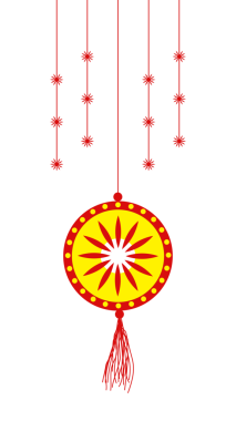 Sarı ve kırmızı asılı bayramlık dekoratif dikey element