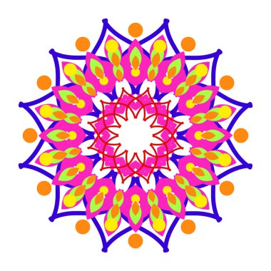 Sarı pembe turuncu tasarım vektörü çiçek mandala