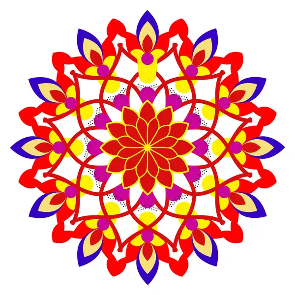 Mavi kırmızı ve sarı dekoratif mandala elementi