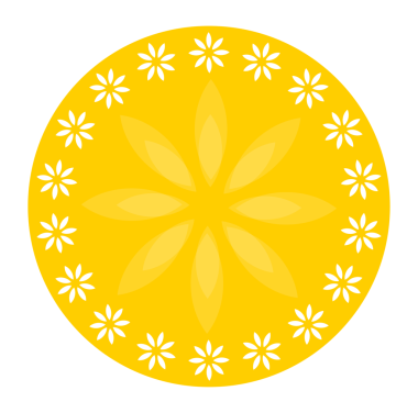 White and yellow floral leafs decorative round design element